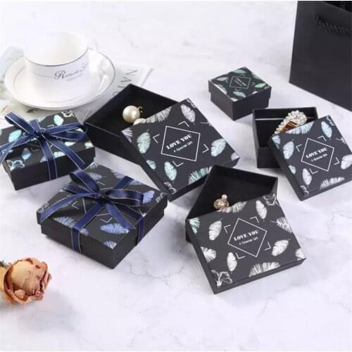 10pcs ins style Paper Cardboard Jewelry Boxes Storage Display Carrying Box For Necklaces Bracelets Earrings Square Rectangle