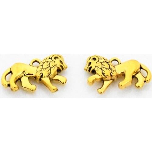 10pcs/Lot 22x15x4.5mm Antique Gold Color Plated Lion Charm Pendant DIY Handmade Necklace bracelet Jewelry Accessories