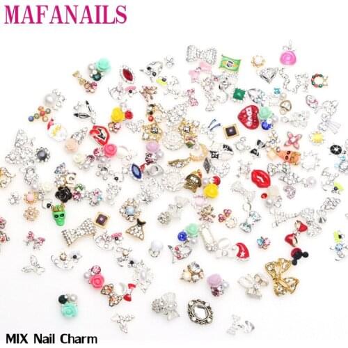 10pcs/lot Nail Charm Mixed Design Alloy Nail Jewelry DIY Charms Halloween, Bows, Crown, Resin Flower Mixed 3D Nails Accessoires
