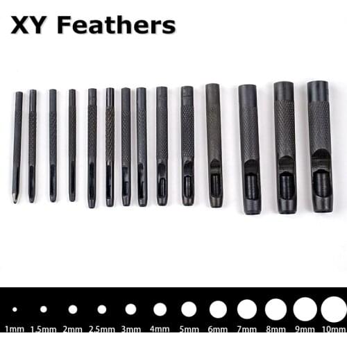 12Pcs/Lot Black Punching Round Carbon Steel Leather Craft Hole Punch Puncher Watch Belt Band Plastic Rubber Tools 1mm-10mm