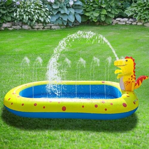 170 cm Inflatable Dinosaur Swimming Pool Spray Water Cushion 3-in-1 Summer Kids Play Water Mat Sport Outdoor Tub Water Toy