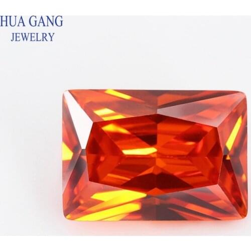 5A Orange Rectangle Shape Cut CZ Stone Synthetic Gems Cubic Zirconia For Jewelry Size 2x4~15x20mm Free Shipping