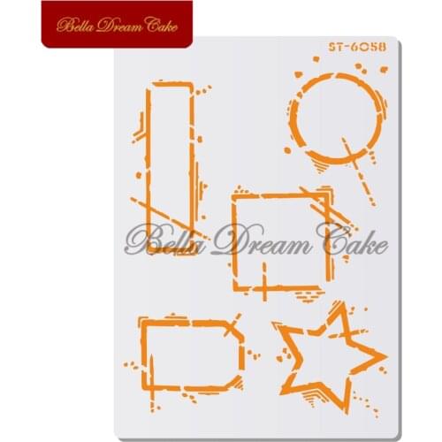 5 Shapes Graphics Cake Stencil PET Wall Stencils for Painting Home Decor Cake Tool DIY Scrapbooking Drawing Stencil Template