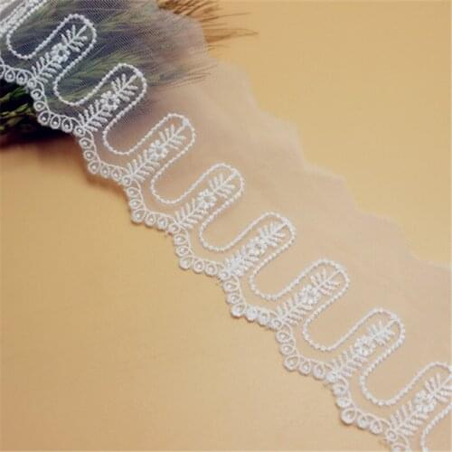5Yds/lot 7cm wide white rayon embroidery mesh lace clothing skirt lace clothing accessories AC520