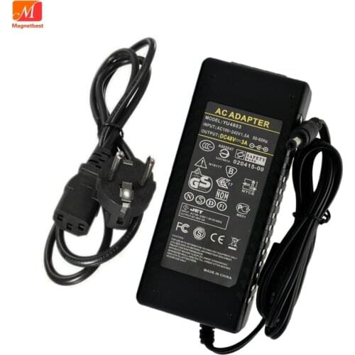 48V 3A Power Adapter for CCTV POE Switch NVR System 100-240V AC Input Power Supply Output 48V DC 3A