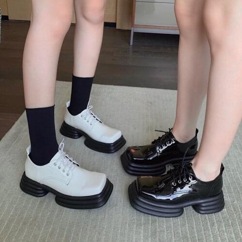 White Shoes Retro Platform Gladiator Heels Designer Square Toe Lace Up Black Boots Punk Boots Female Women Shoes Chunky Heels