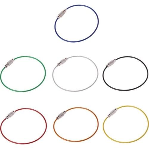 Colorful Stainless Steel Wire Keychain Cable Key Ring Chain Outdoor EDC Luggage Tag Loop Rope