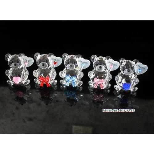 Crystal Cute Bear Figurine Miniatures Glass Craft Decorative Animal Paperweight For House Ornaments Home Decor Kids Gifts