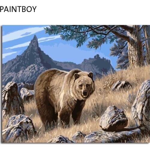PAINTBOY Framed Pictures DIY Painting By Numbers of Animal Handwork Canvas Oil Painting Home Decor For Living Room
