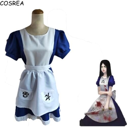 Game Alice Madness Returns Cosplay Costume Adult Women Girl Princess Dress Maid Dress Made Halloween Party Costume