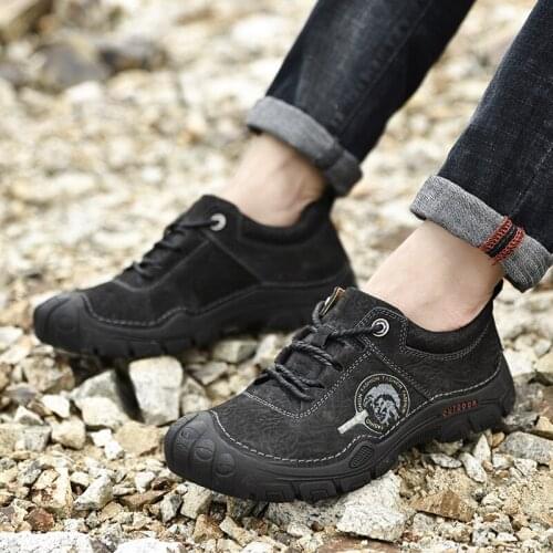 Men Hiking Shoes Big Size Genuine Leather Waterproof Mountain Shoes Autumn Mens Outdoor Sport Shoes Climbing Trekking Sneakers