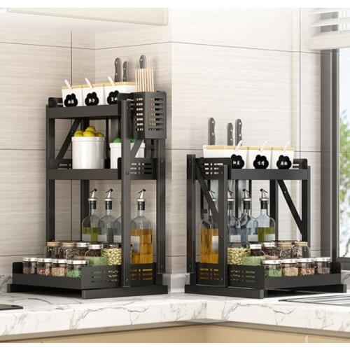 Kitchen shelf stainless steel seasoning rack multi-functional household storage rack