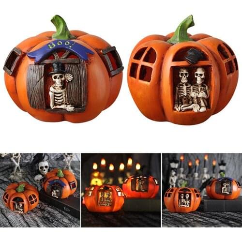 2pcs Halloween Pumpkin Lamp Creative Resin Led Skull Night Light For Home Garden Courtyard Decoration Декор Для Дома