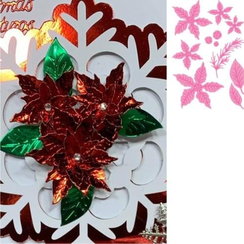 Hot Sale POINSETTIA CHRISTMAS Metal Cutting Dies DIY Greeting Making Scrapbooking Album Decoration Craft New for 2021 Arrive