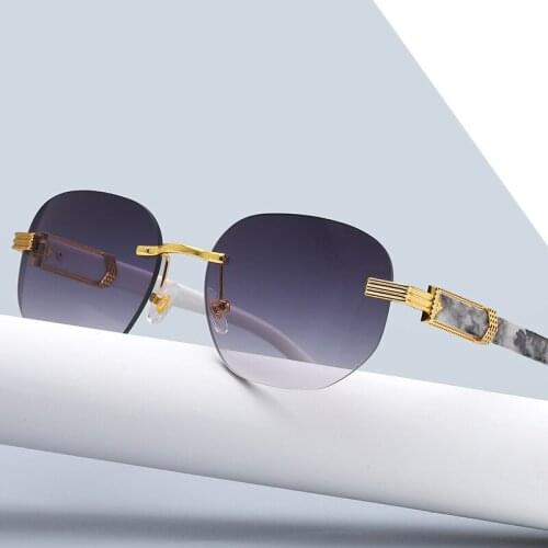 2021 Fashion Rimless Style Cool Marble Grains Men Womens Sunglasses Vintage Classic Luxury Brand Design Womens Sunglasses Shad