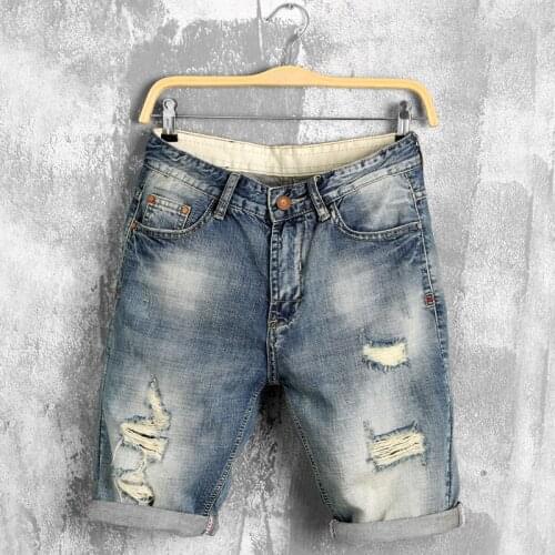 Summer denim shorts 2021 new fashion casual blue ripped denim shorts streetwear mens clothing short jeans oversized size 40 38