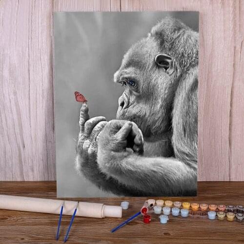 Orangutan Butterfly Animal Painting By Numbers Package Acrylic Paints 40*50 Canvas Painting Home Decoration For Children Art