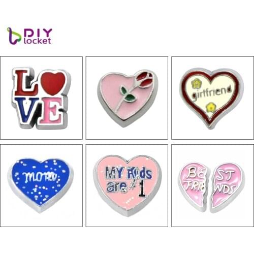 Wholesale 10pcs/lot Small Romantic Heart Floating Charm Zinc Alloy Fit Glass Floating Locket / Bracelet LSFC06-603