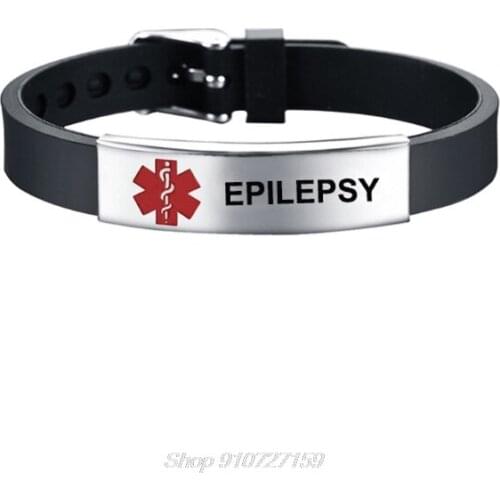 Stylish Red Medical- Alert ID Bracelet Emergency First Aid Adjustable Type 1 Diabetes Silicone Bangle Wristband D15 20 Dropship