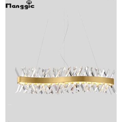 Modern K9 Crystal Luxury Chandelier Led Metal Chandelier S Shape Hang Lamp Light Dining Room Suspend Lamp Light Fixture