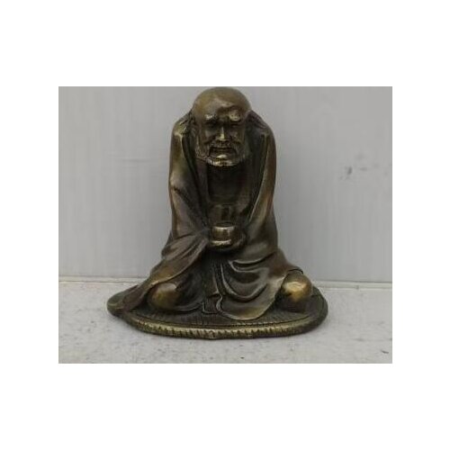 Free Shipping Folk Chinese Bronze Buddhism Arhat Seat Damo Bodhidharma Dharma Buddha Statue