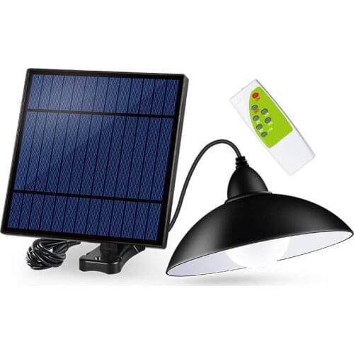 Solar Pendant Lights Outdoor Hanging Shed Lamp Remote Brightness Adjustment Barn LED for Kitchen Garden Yard Patio Balcony Home
