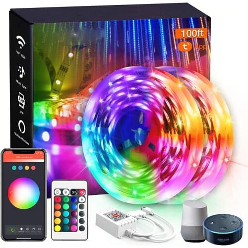 Smart WiFi Led Lights 100ft, App Controlled Kits, Work with Alexa and Google, Timer Schedule for Bedroom Party Kitchen