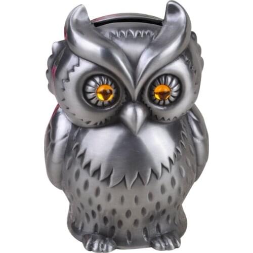 Eueope Vintage owl piggy bank money coins container tin alloy metal box for money piggy bank for children gift SNG024