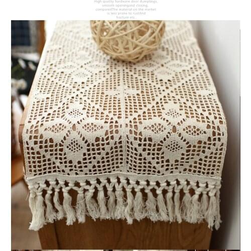 American table flag Cotton crochet vintage tablecloth tablecloth cover cabinet towel cream-colored hollow out table flag