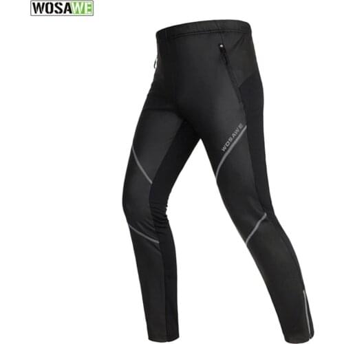 WOSAWE Unisex Cycling Long Pants Windproof Fleece Thermal Winter Long Pants Windbreak Sports Pant Tights Bicycle Clothing