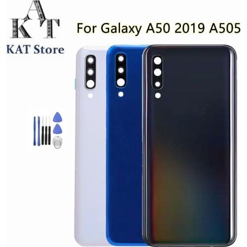 For SAMSUNG Galaxy A50 2019 A505 Battery Back Glass Cover Rear Door Housing Case with camera lens frame+adhesive + Tools