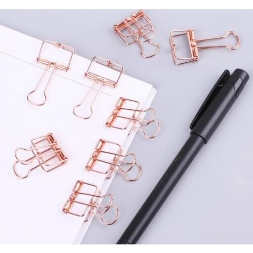 Cute Metal Hollowed Out Design Binder Clip For Office School Paper Organization