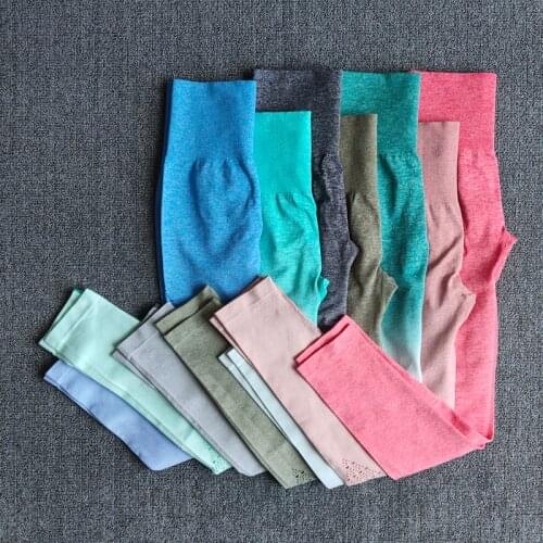 High Waist Woman Fitness Yoga Pants Ombre Seamless Leggings Sexy Push Up Gym Sport Leggings Slim Stretch Running Tights