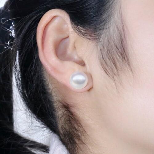 Small incense wind S925 Sterling Super big 10-11mm Natural pearl fashion Double pearl Earrings for women