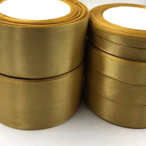Gold 25yards 6mm - 50mm Satin Ribbon Sash Gift Bow Handmade DIY Craft Wedding Party Supply Banquet Decoration 104