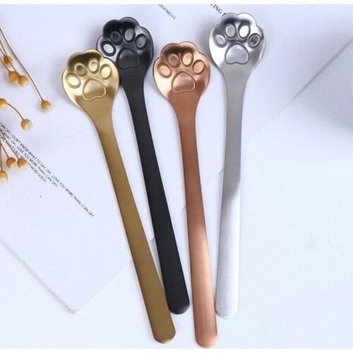 1PC Cute Steel Cat Claw Coffee Spoon Stirring Spoon Tea Spoon Cake Stirring Sugar Soup Dessert Teaspoon