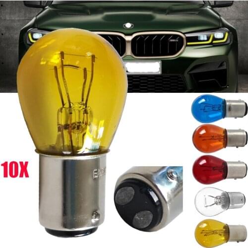 10Pcs/Set Car Boat Reverse Brake Backup Lamp Tail Light Transparent Light Bulb DC12V 1157 1016 5W BAY15D LED Turn Singal Light