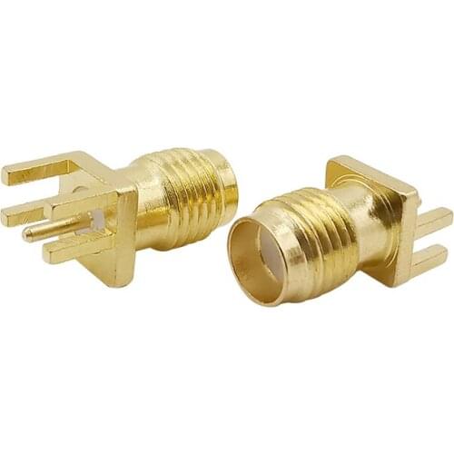 10Pcs SMA Female Jack Receptacle Solder Edge 1.6mm Nut Edge Space PCB Mount RF Connector Straight Gold Plated