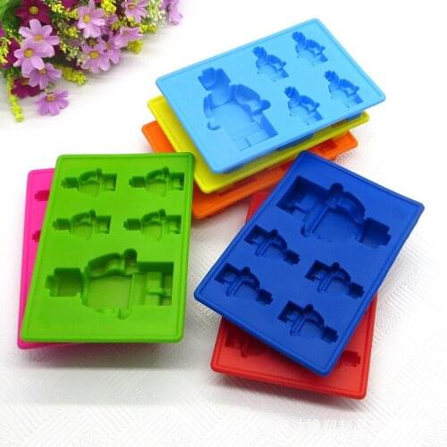 100pcs/lot Silicone Robot Molds Ice Maker Tools Mini Ice Tray 1 Big 4 Small Robot ice mold lin5136