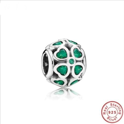 100% 925 sterling silver suitable for original Original bracelet CZ lucky four clover charm beads Ms. DIY jewelry accessories