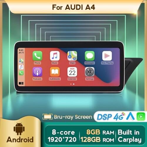 1920*720 Blu-ray Wireless Carplay 4G LTE Android Car GPS Navigation Multimedia Player For Audi A4 B8 2009-2012 Right Hand Driver
