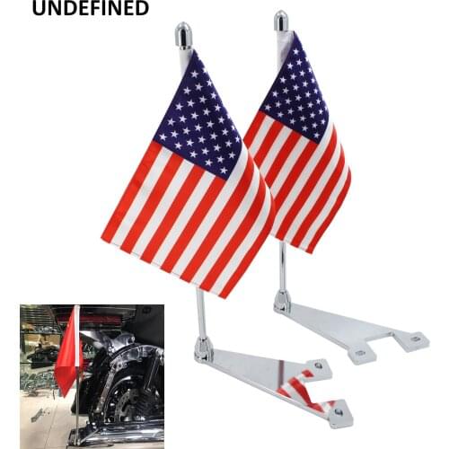 2pcs Motorcycle America Flagpole Side Mount Exhaust Pipe Trim Flag Pole For Harley Touring Road King Street Electra Glide FLHT
