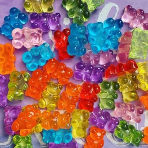 20Pcs Gummy Bear Beads for Nail Art Jewelry (11x17mm) Flatback Glue on Embellishments, Kawaii Candy Craze Gummy Bear Charms