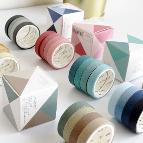 4 Rolls Decorative Washi Masking Tape Set Fall Color Paper Masking Tapes Japanese Washi Tape DIY Scrapbooking Sticker