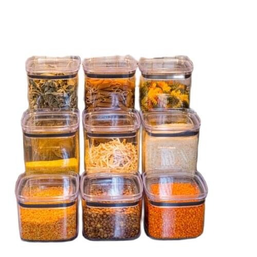 9 Pieces Set Food Kitchen Storage Box Vacuum Lid Organizer Container Transparent Cans Plastic kitchen organizer Food Storage
