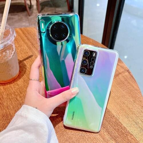 LOVECOM Luxury Laser Gradient Colorful Phone Case For Huawei P40 Pro Mate 40 30 Pro Nova 8 Pro Honor 50 Pro Hard PC Cover Bumper