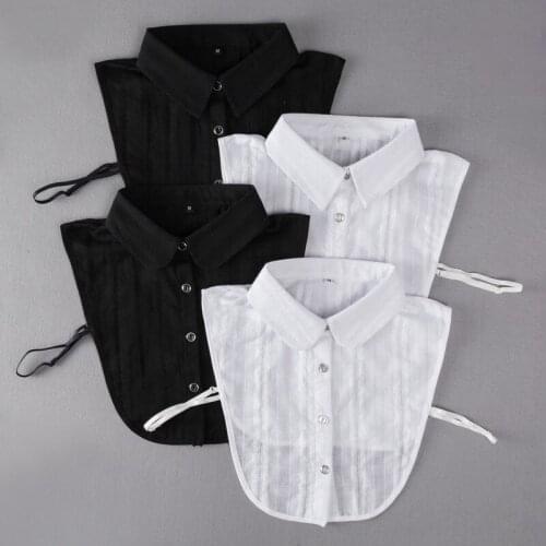 Black White Linen Lapel Fake Collars for Women Detachable Shirt Collar Blouse Tops False Collars Neckwear Tie Decorative