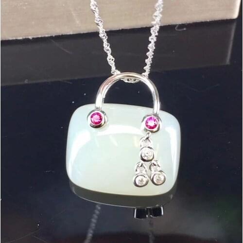 Boutique jewelry Natural hetian jade wallet pendant, 925 silver jewelry wholesale natural Hetian jade necklace