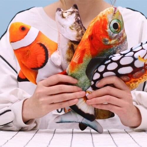 Electric Moving Fish Cat Realistic Plush Simulation Electric Wagging Fish Cat Toy Catnip Kicker Toys Funny Interactive Pets