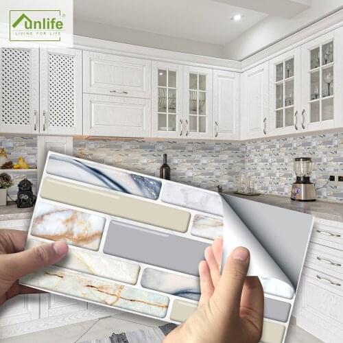 Funlife® 20X10cm Warm Marble Wall Sticker Peel & Stick DIY Removable Tile Stickers for Floor Bathroom Kitchen Backsplash Wall